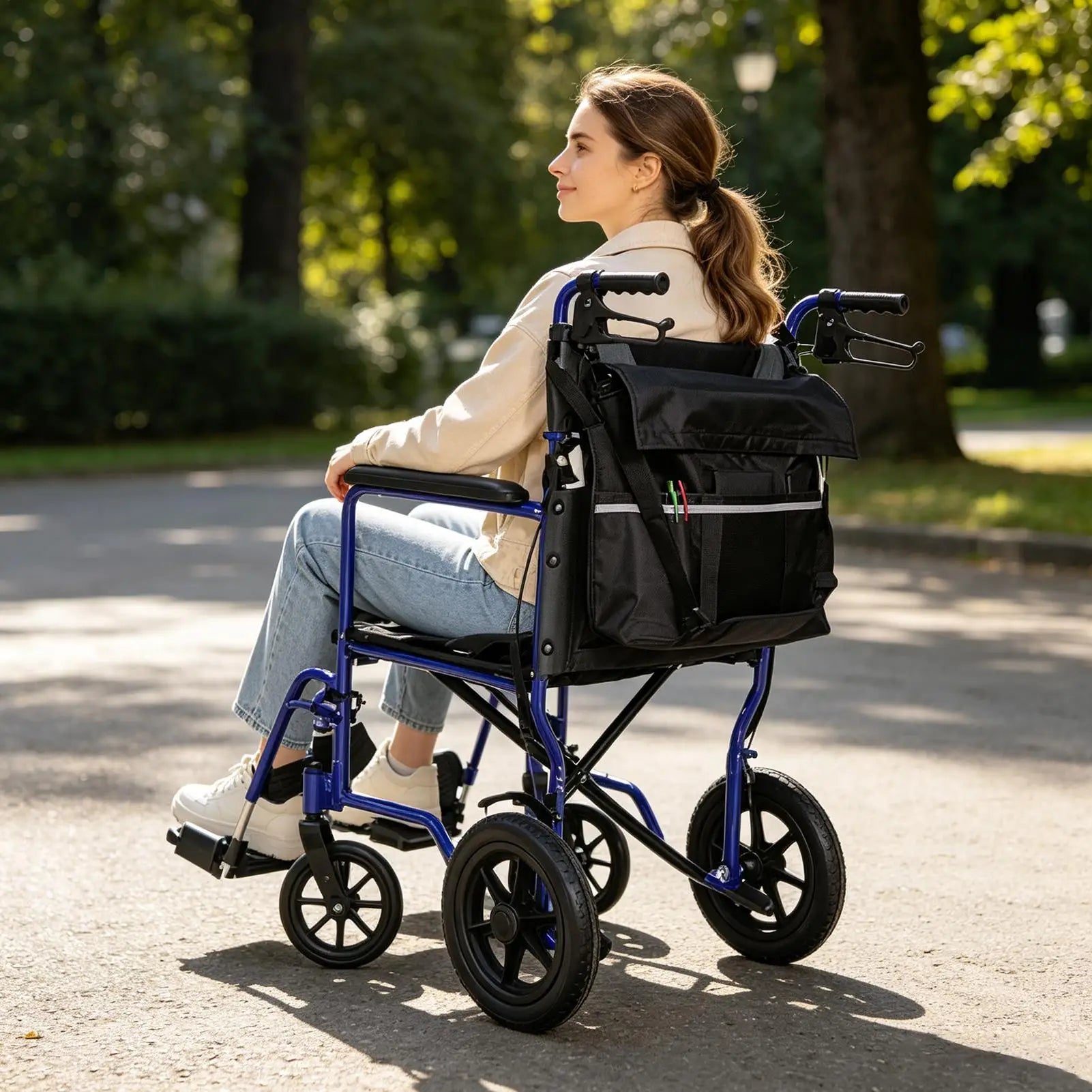 Wheelchair Bag 420D Oxford Waterproof Portable Wheelchair Storage Bag for Elderly Disabled Adults Rollator Walker Scooter Travel Zpaxo