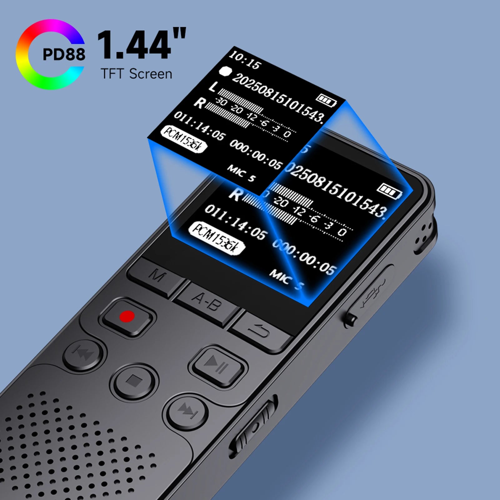 Digital Voice Recorder Sound Recording Device with 1.4 Inch TFT Screen Dual Microphone for Lectures Meetings Classes Interviews Zpaxo