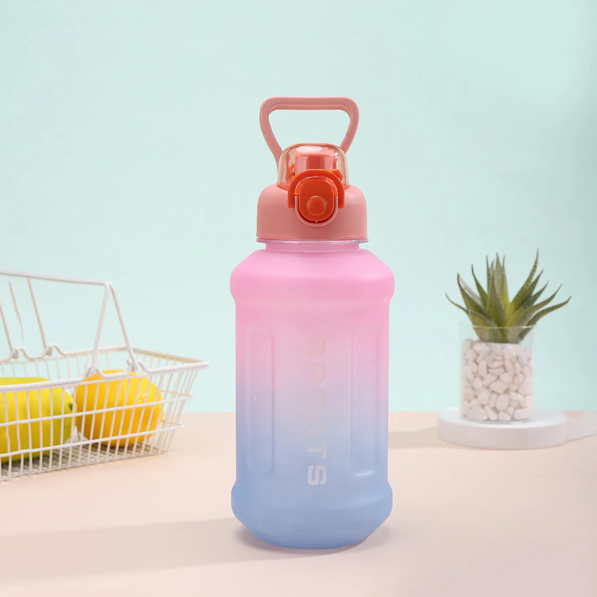 1300ml Gradient Sports Water Bottle with Straw – BPA-Free Sports Water Bottle Zpaxo 1300ml Pink blue gradient