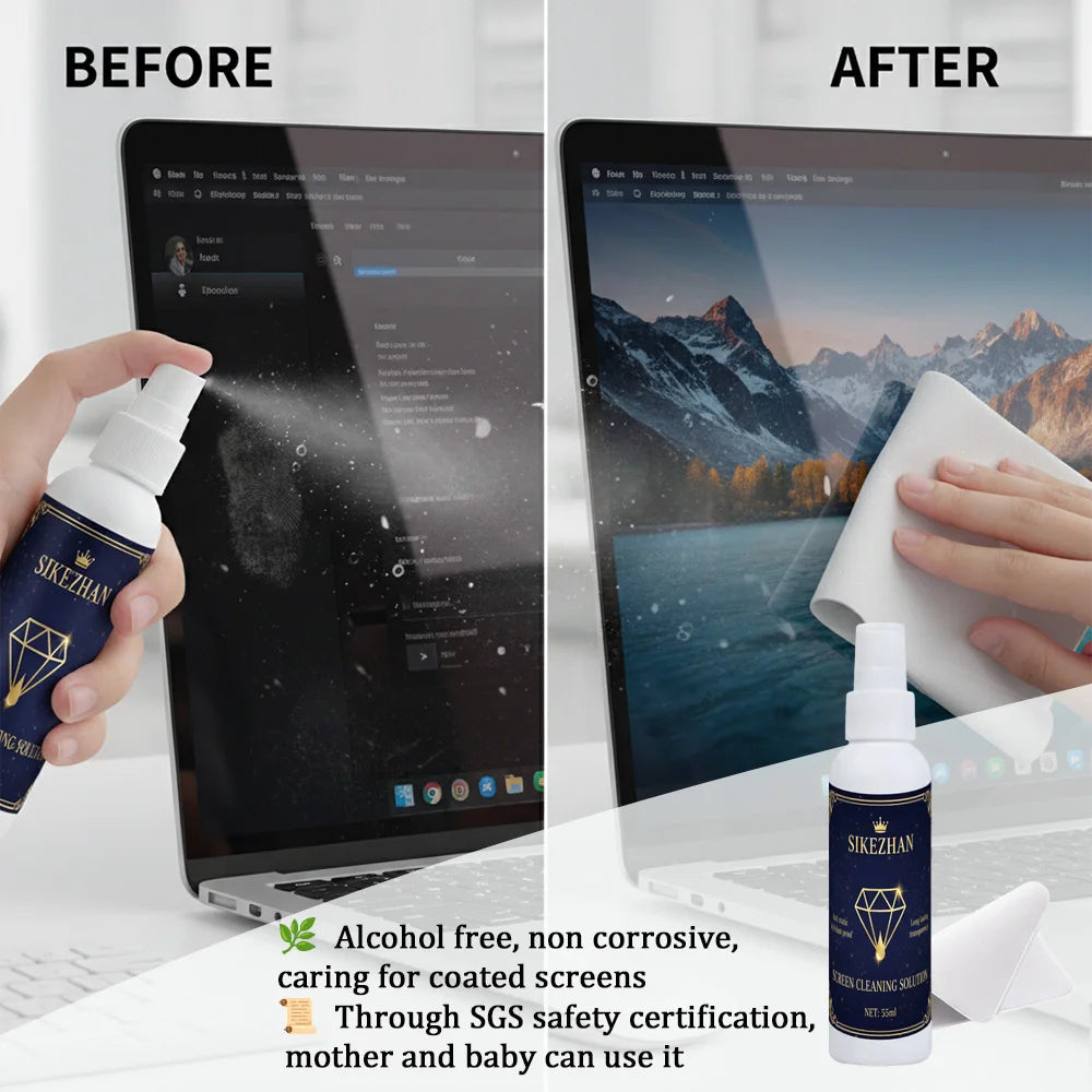 Universal Screen Cleaner Spray Kit with Polishing Cloth for Computer Laptop Monitor TV Phone LCD LED Dust Fingerprint Remover Zpaxo