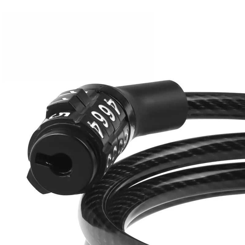 Bicycle Mountain Bike Four Digit Password Lock Electric Bike Steel Cable Lock Durable Wear-resistant Anti-theft Riding Equipment Zpaxo