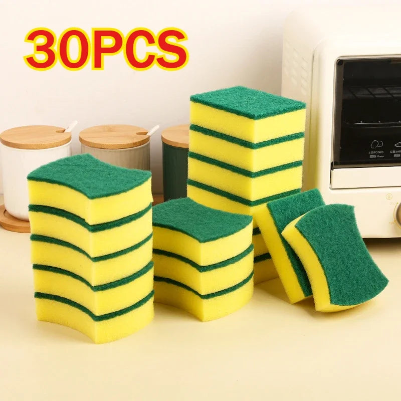 50/1Pcs Kitchen Dishwashing Sponge Soft Absorbent Clean Rub Pot Rust Scouring Pad Removing Kits Household Cleaning Brush Sponge Zpaxo 30PCS-Radian