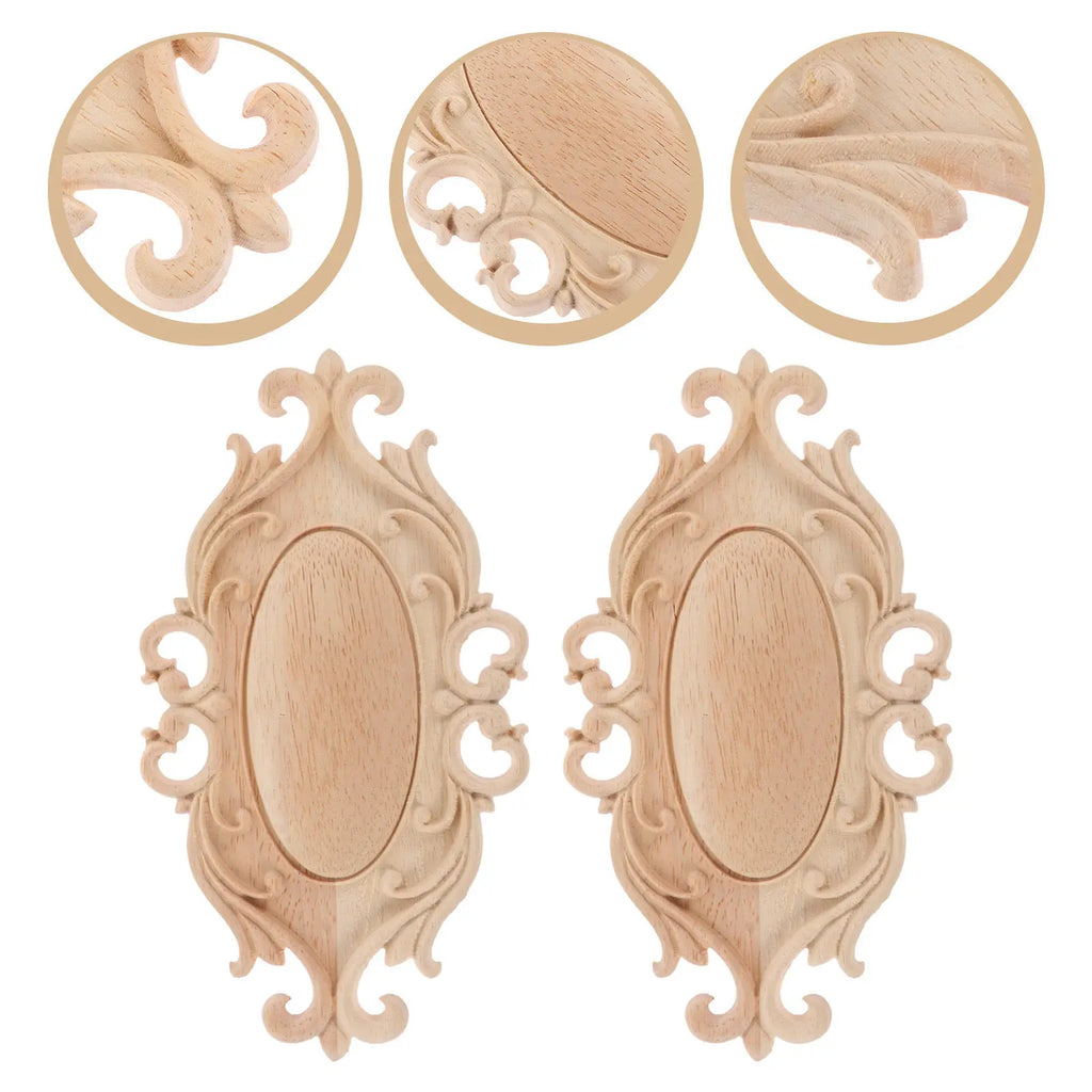Wood Carved Decal Decor Light Compact Wooden Applique Furniture
