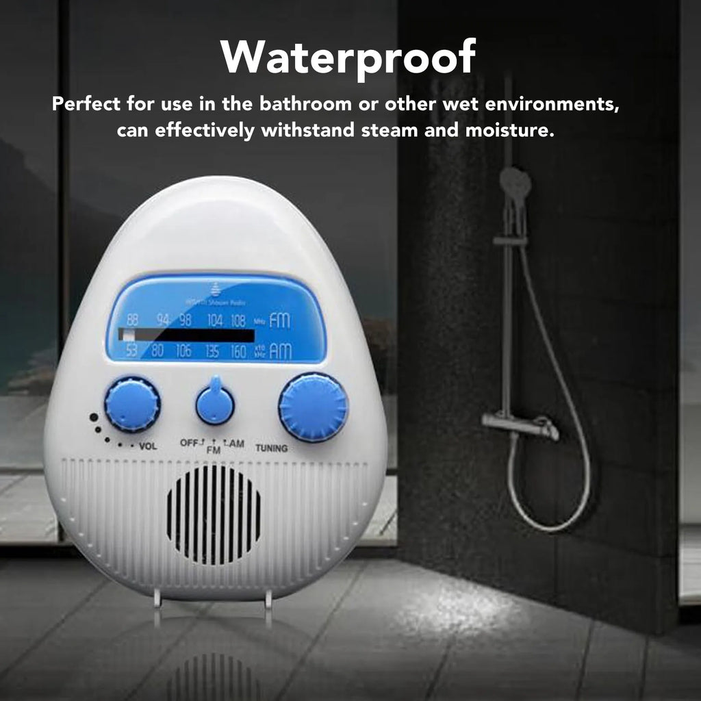AM FM Shower Radio Waterproof Portable ABS Bathroom Built Speaker