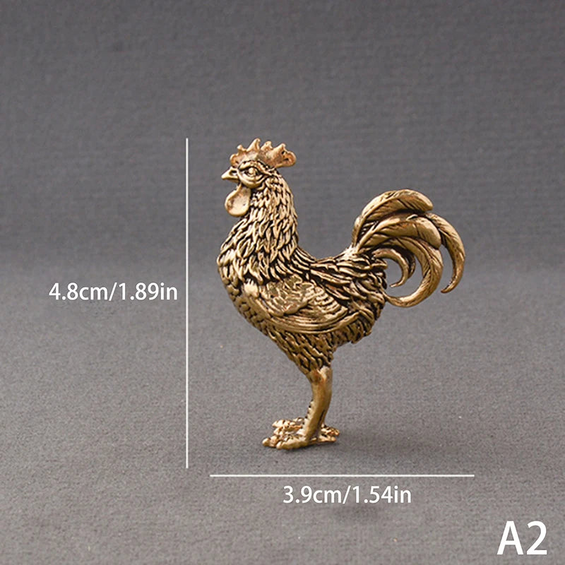 1 Miniatures Copper Rooster Hen Ornaments Solid Brass Small Statue Zpaxo A2