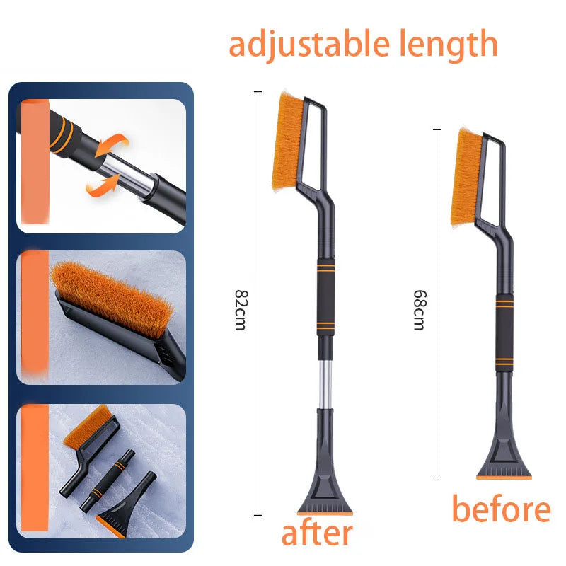 2 in 1 Multi-Functional Car Snow Removable Brush Winter Car Ice Shovel Extendable Ice Scraper Car Cleaning & Maintenance Tools Zpaxo color a