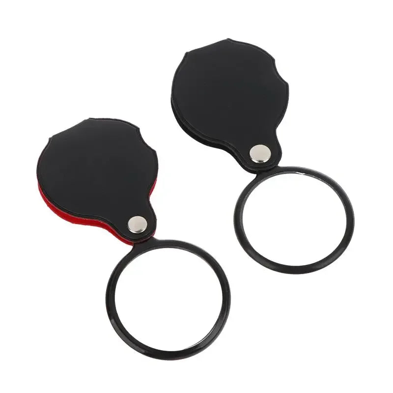 1Pc 50/60/70MM Folding Magnifying Glass Folded Leather Case Portable Handheld Jewelry Loupe 8X Mini Magnification Zpaxo