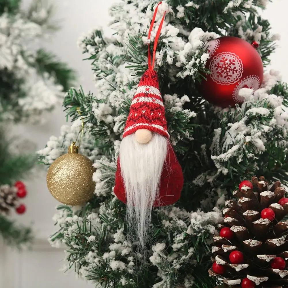 Santa Claus Christmas Gnome Pendant Plush Doll Hanging Tree Knitted Zpaxo style A