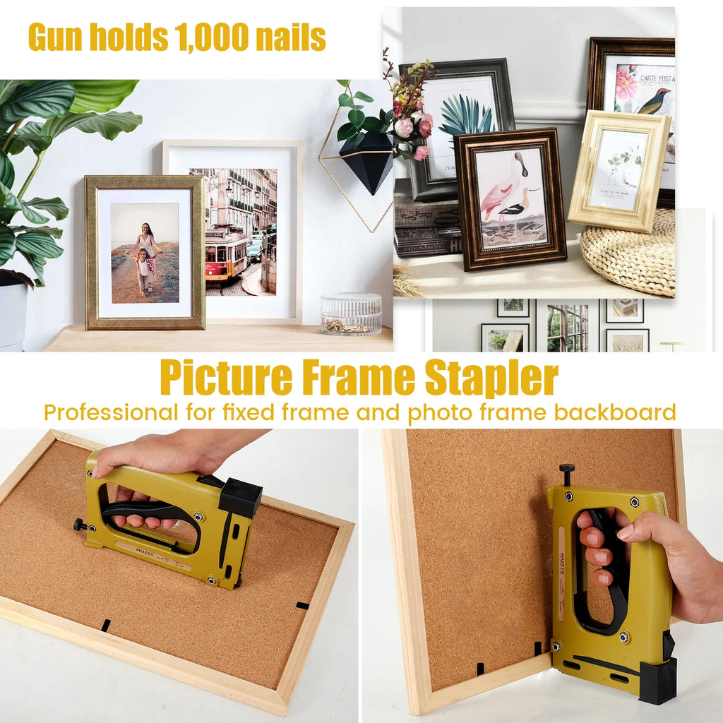 Picture Frame Gun Nailer With 1000pcs Nails Manual Flex Point Tacker Framing Pin Stapler Lightweight Point Nail Tacker Hot sale Zpaxo