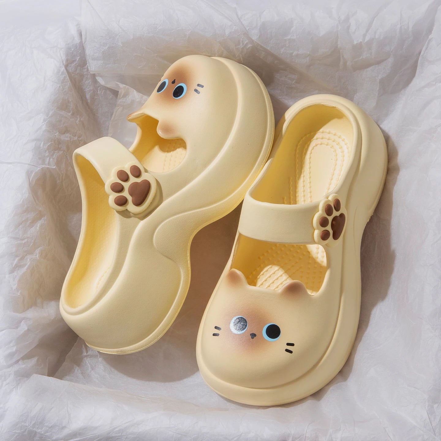 Women's Cute Cat Mary Jane Clogs Summer Thick Bottom EVA Non-slip