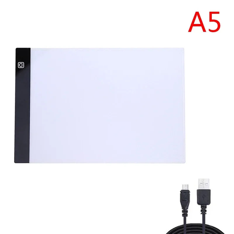 A3/A4/A5 Three Level Dimmable Led Light Pad Drawing Board Pad Tracing Light Box Eye Protection Easier for Diamond Painting Zpaxo A5 Black
