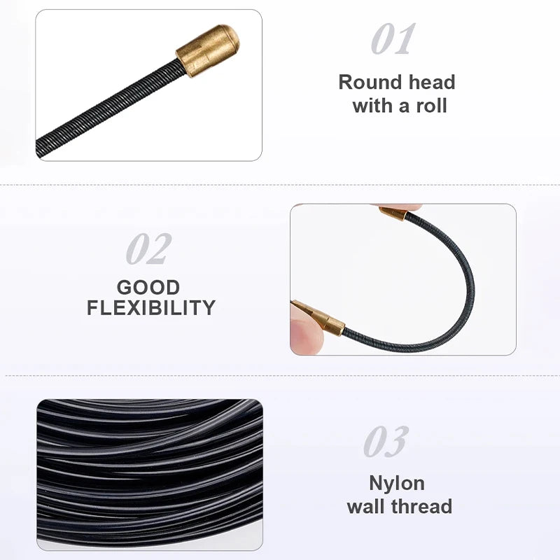 5 15 20 30M Cable Puller Guide Push Nylon Wall Wire Lead Electrician