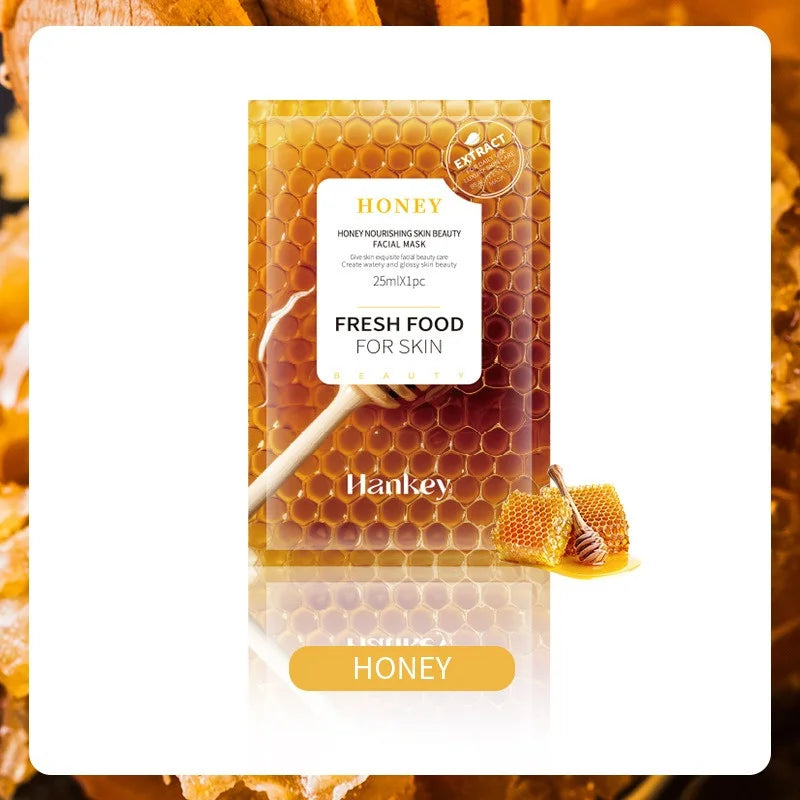 1/4pcs Natural Fresh Fruits Face Mask Facial Skincare Moisturizing Brightening Firming Hydrating Facial Masks for Face Skin Care Zpaxo Honey-1pcs