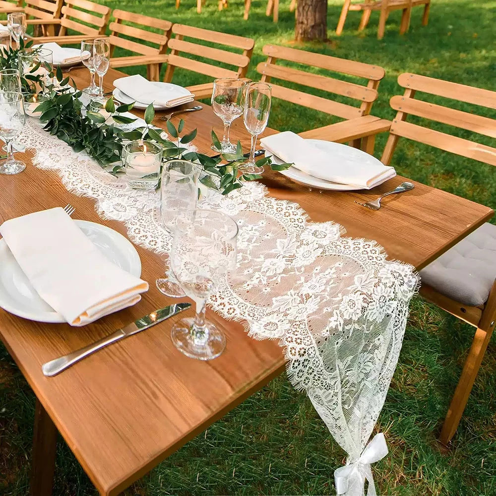 Rustic Wedding White Lace Tablecloth Vintage Embroidered Reception Zpaxo