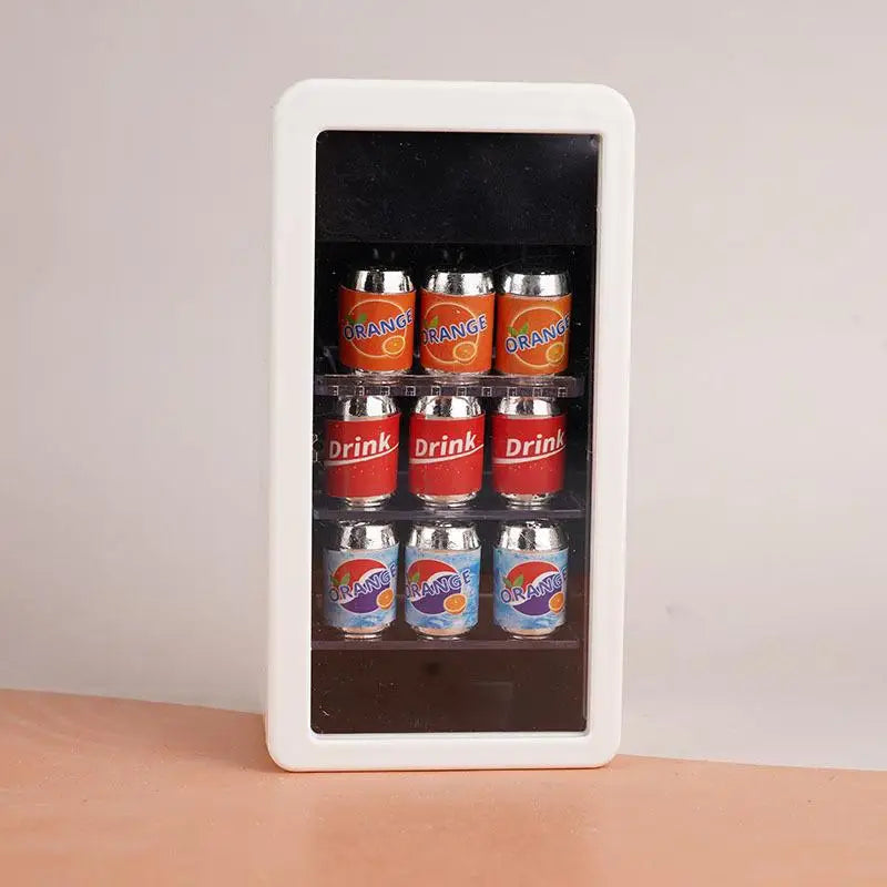 ▶1:12 Dollhouse Miniatures Refrigerator Canned Drink Beverage Cabinet Model Doll House Supermarket Accessor Pretend Play Toy DIY Zpaxo A5