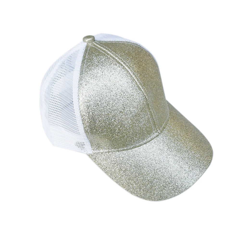 Kids Sequin Ponytail Baseball Cap – Large Brim Sun Hat