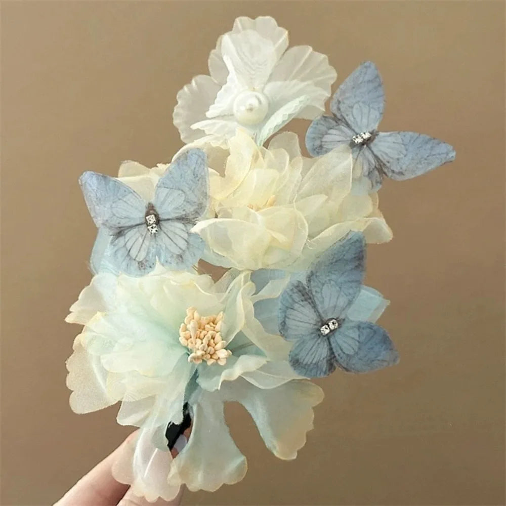 Elegant Plastic Flower Hair Clip Romantic Side Hairgrips Butterfly Zpaxo A