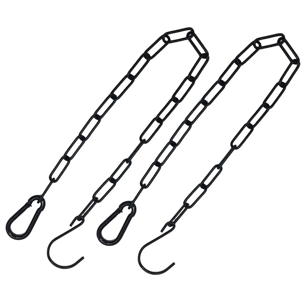 2Sets Heavy Duty Iron Hanging Chain Black Coated Adjustable Hooks