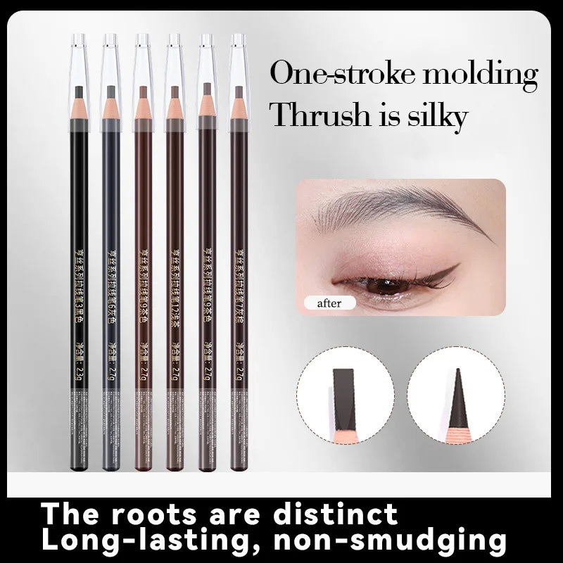 Pull Eyebrow Pencil Black Leather Makeup Wild Line Waterproof Hard