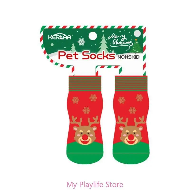 1pair Novelty Holiday Santa Dog Socks Puppy Stockings Festive Canine Zpaxo 02 M