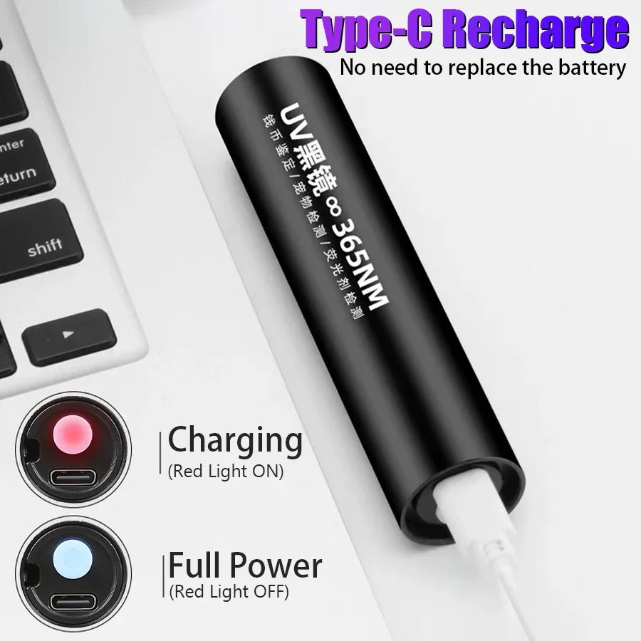 365nm UV Blacklight Flashlight – USB Rechargeable Torch UV Blacklight Flashlight Zpaxo