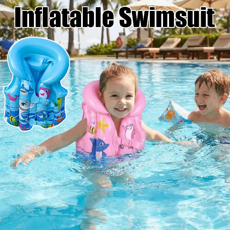 Infant Kids Inflatable Swimsuit Arm Rings Thickened Buoyancy Aid Vest