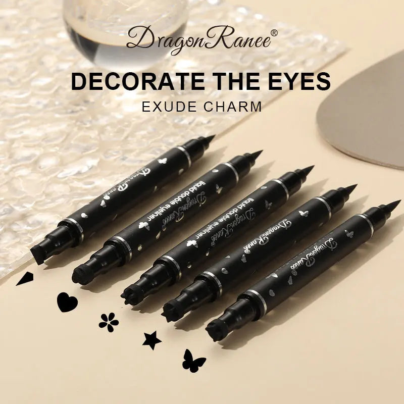 1 Black Eyeliner Stamp Waterproof Sweat-proof Dual-ended Liquid Quick