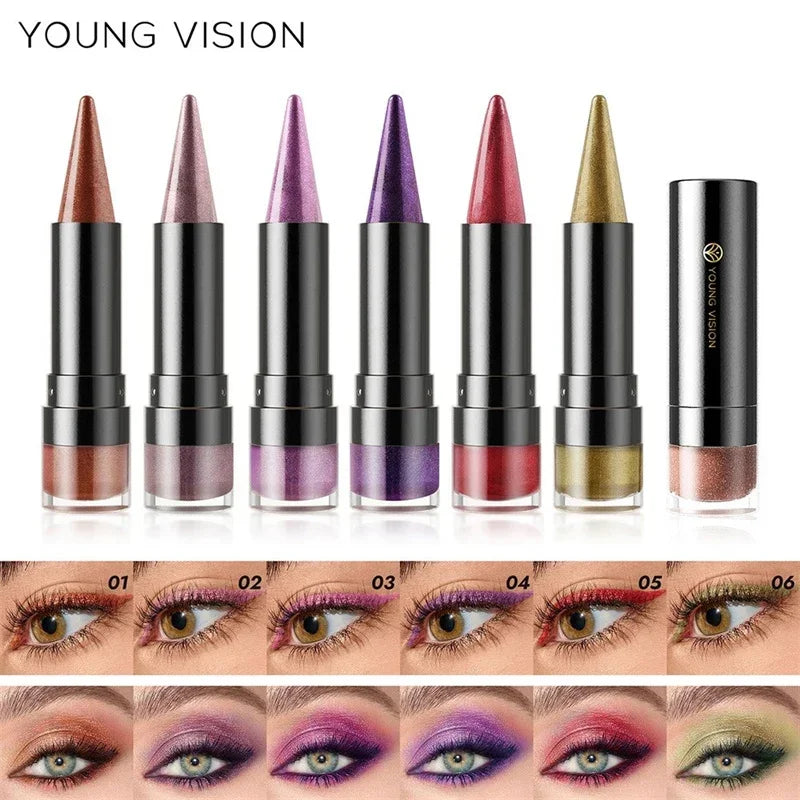 6 Color Tapered Lip Liner Pen Purple Pearlescent Lipstick Lipliner Lasting Waterproof Glitter Silkworm Eyeshadow Eyeliner Pen Zpaxo