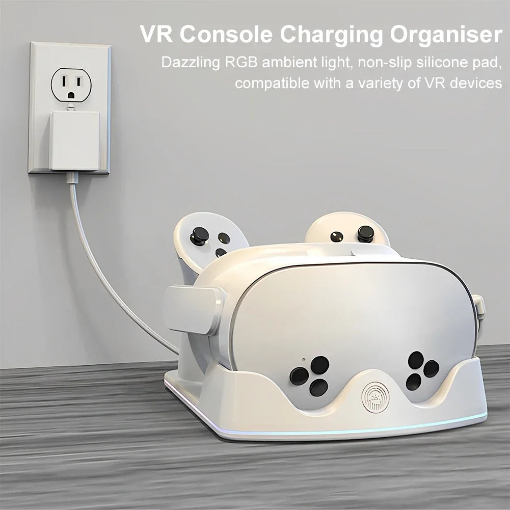 Charging Dock Meta Quest 3S VR Headest Fast Station RGB Light Stand 3 Zpaxo
