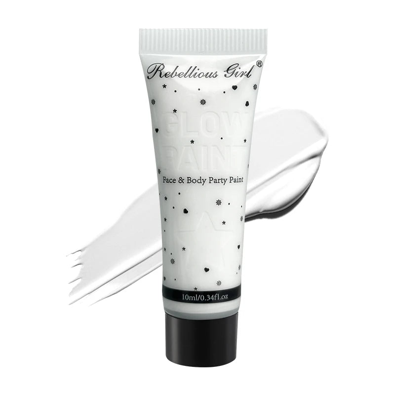 Glow Dark Body Face Paint Washable UV Neon Fluorescent Makeup Zpaxo white