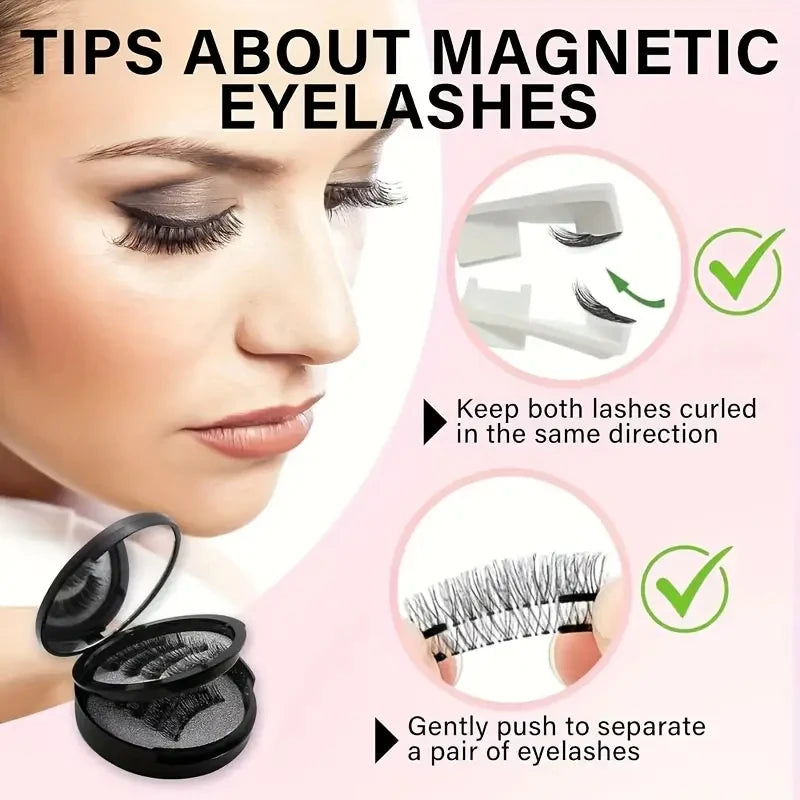 8pcs Magnetic False Eyelashes kit Makeup 3D False Eyelashes,Natural Voluminou Reusable False Eyelashes Makeup Tools for Beginner Zpaxo