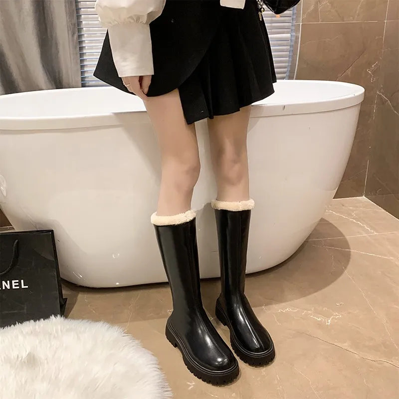 White Boots Women Winter 2023 Velvet Thickened Snow British Thick Zpaxo