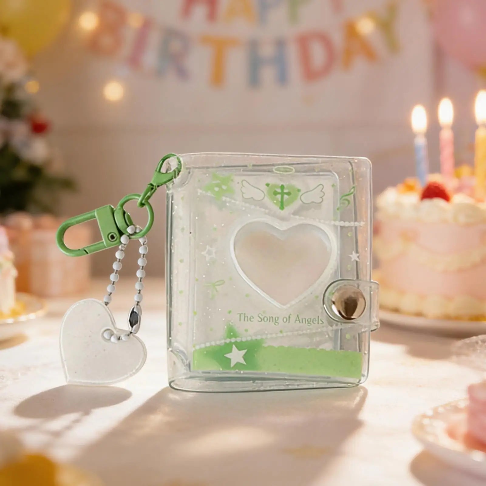 Photo Keychain Heart Shaped Handmade Picture Insert Key Ring Holder