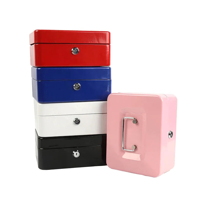 Practical Mini Petty Cash Money Box Stainless Steel Security Lock Zpaxo