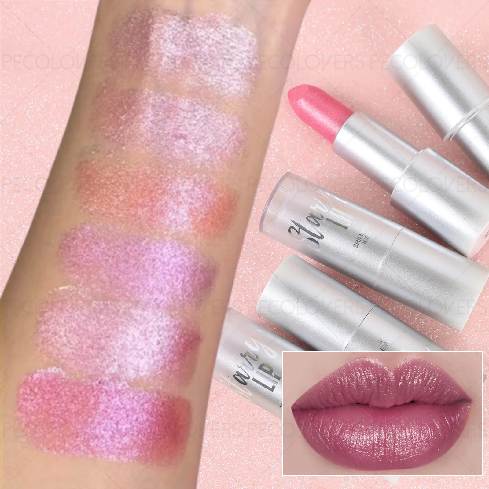 1PC Shiny Metallic Lipstick - Pearlescent Lip Gloss, Suitable for All Skin Types, High Pigmentation, Mild Formula, New Year Gift Zpaxo