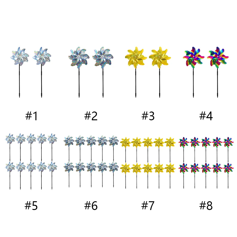 2 Windmill Bird Repellent Garden Decorations Colorful Wind Spinner Zpaxo