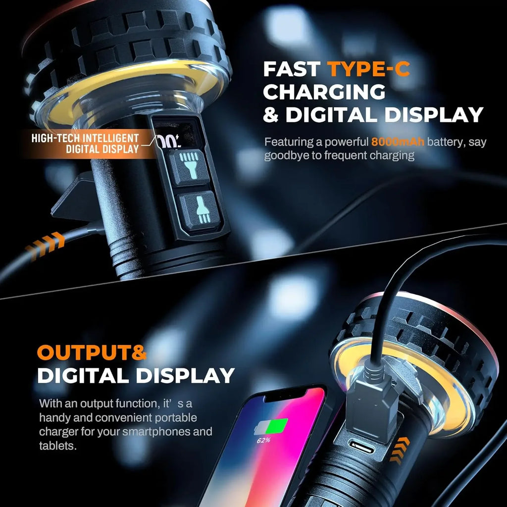 ESMARTER Rechargeable LED Flashlight – 500m Long-Range Beam