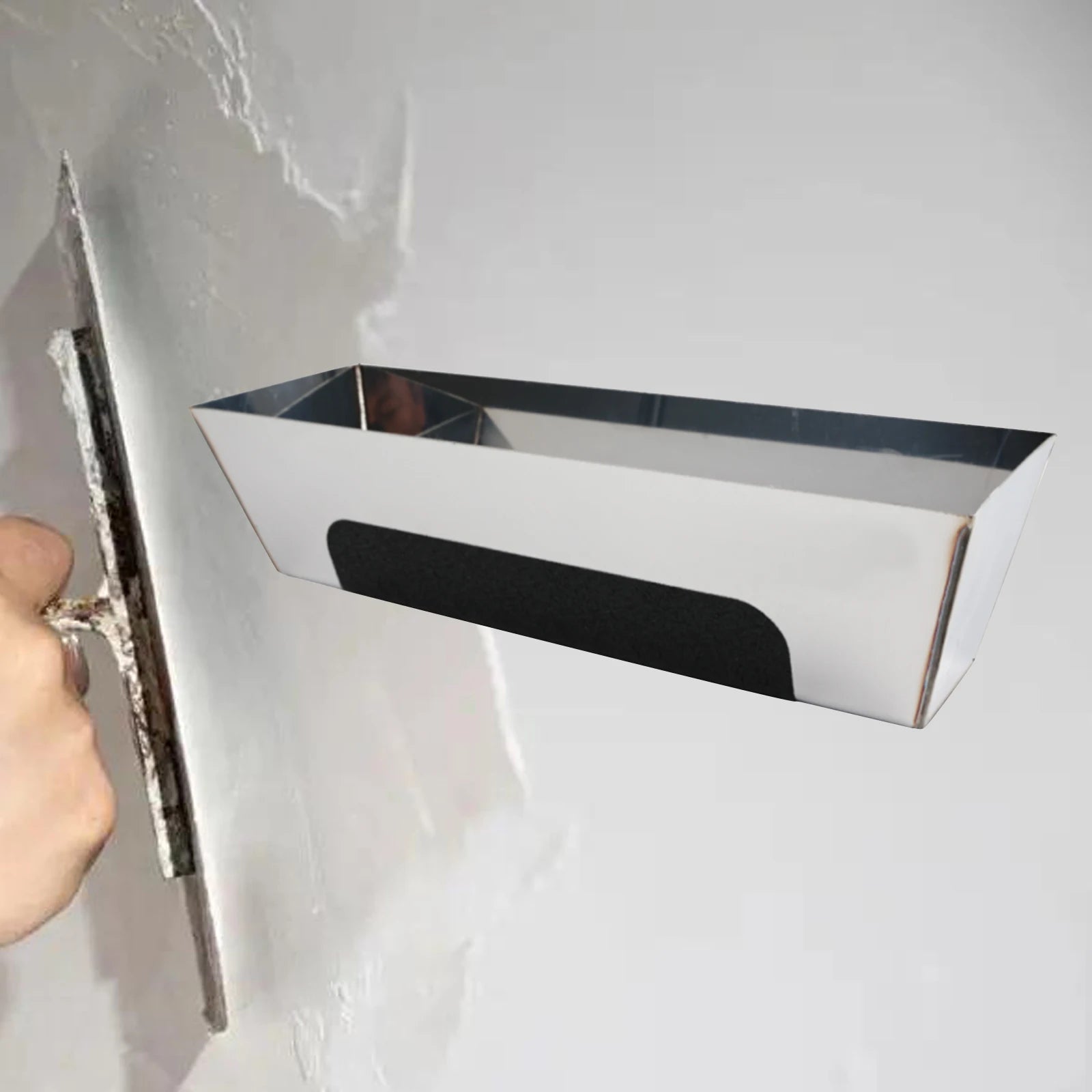 10inch 16inch Stainless Steel Mud Pan with Anti Slip Pad for Woodworking DIY Mud Pan Heavy duty Drywall Plaster Mud Pan Scraping Zpaxo