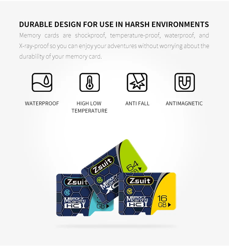 ZSUIT Memory Card 128GB Flash Micro TF Card 256GB 512GB Class 10 UHS-I High Speed Micro TF Cards Microsd For Drone Camcorder 4K Zpaxo