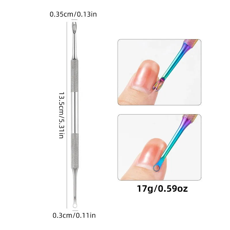 Dual-headed Stainless Steel Cuticle Tool Dead Skin Remover Nail Zpaxo 01 Silvery