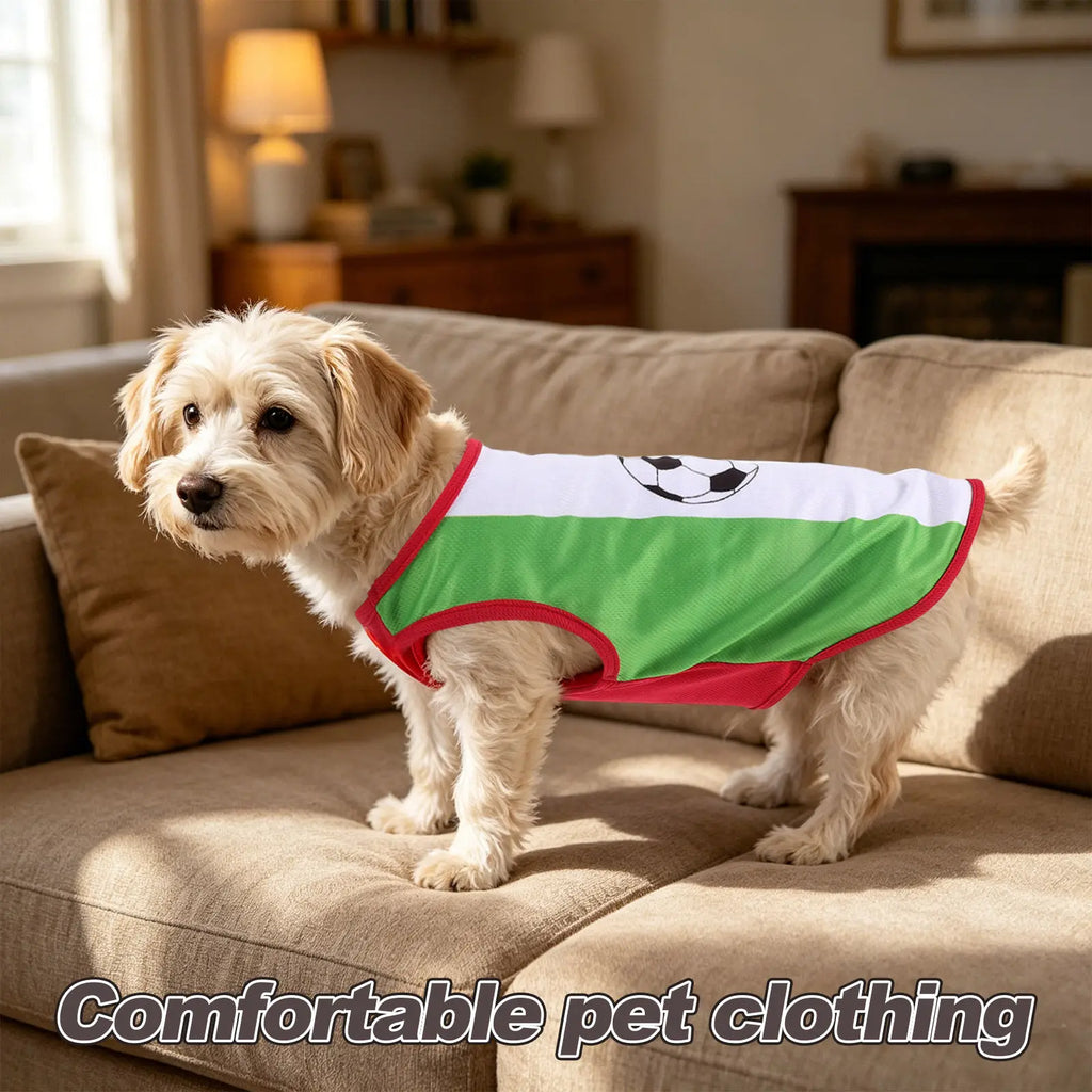 Soccer Dog Jersey Sleeveless Pet Tank Colors Red Green White
