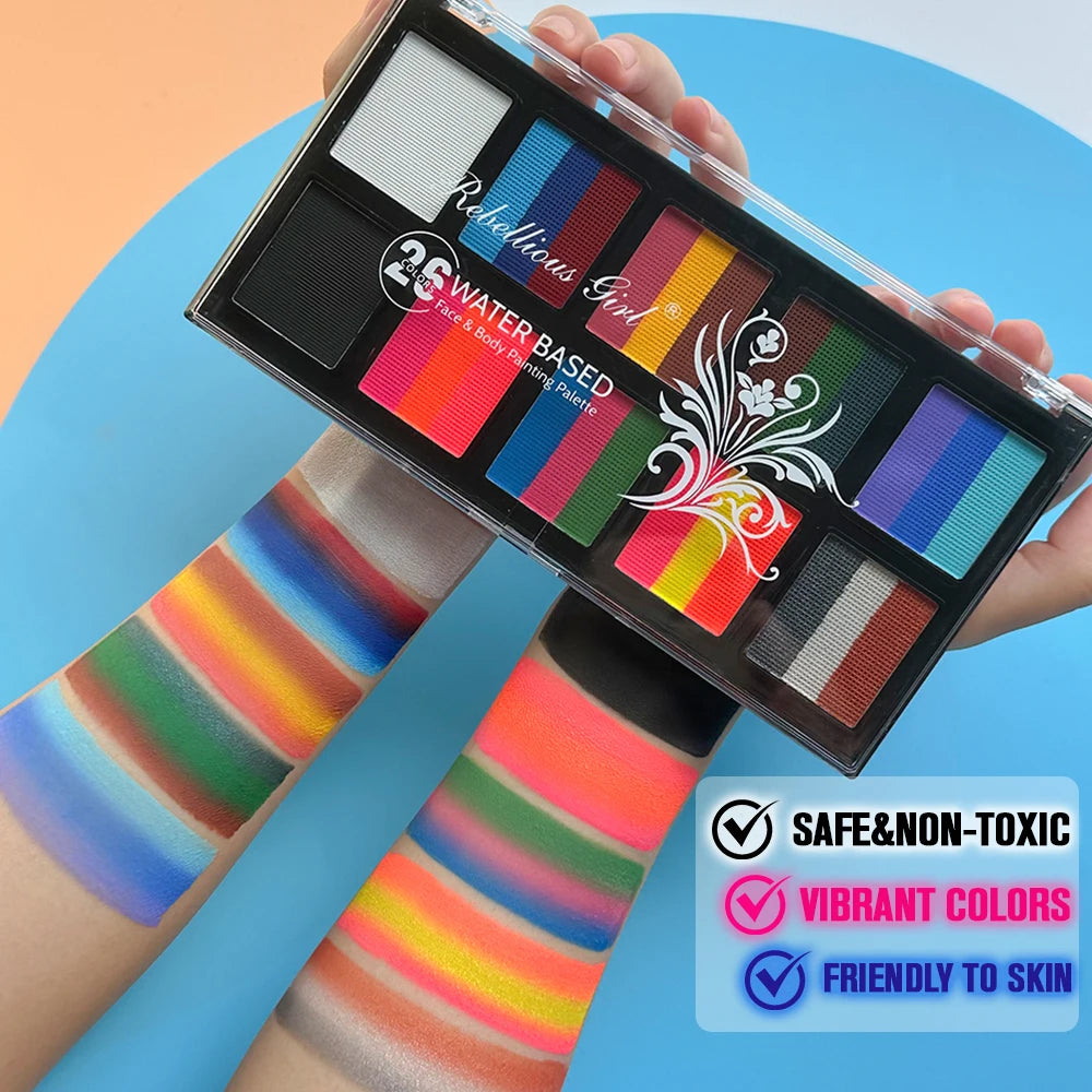 10 Grid 26 Colors Water-soluble Face Body Paint Palette Halloween Zpaxo
