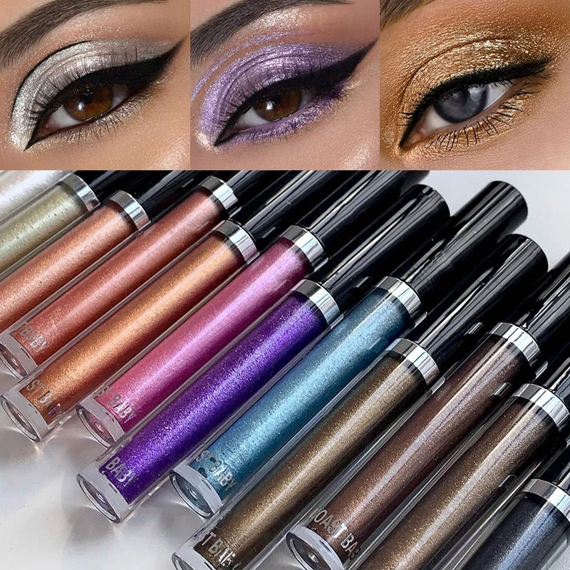12 Pearlescent Liquid Eyeshadow Makeup Natural Smokey Silver Shimmer Zpaxo