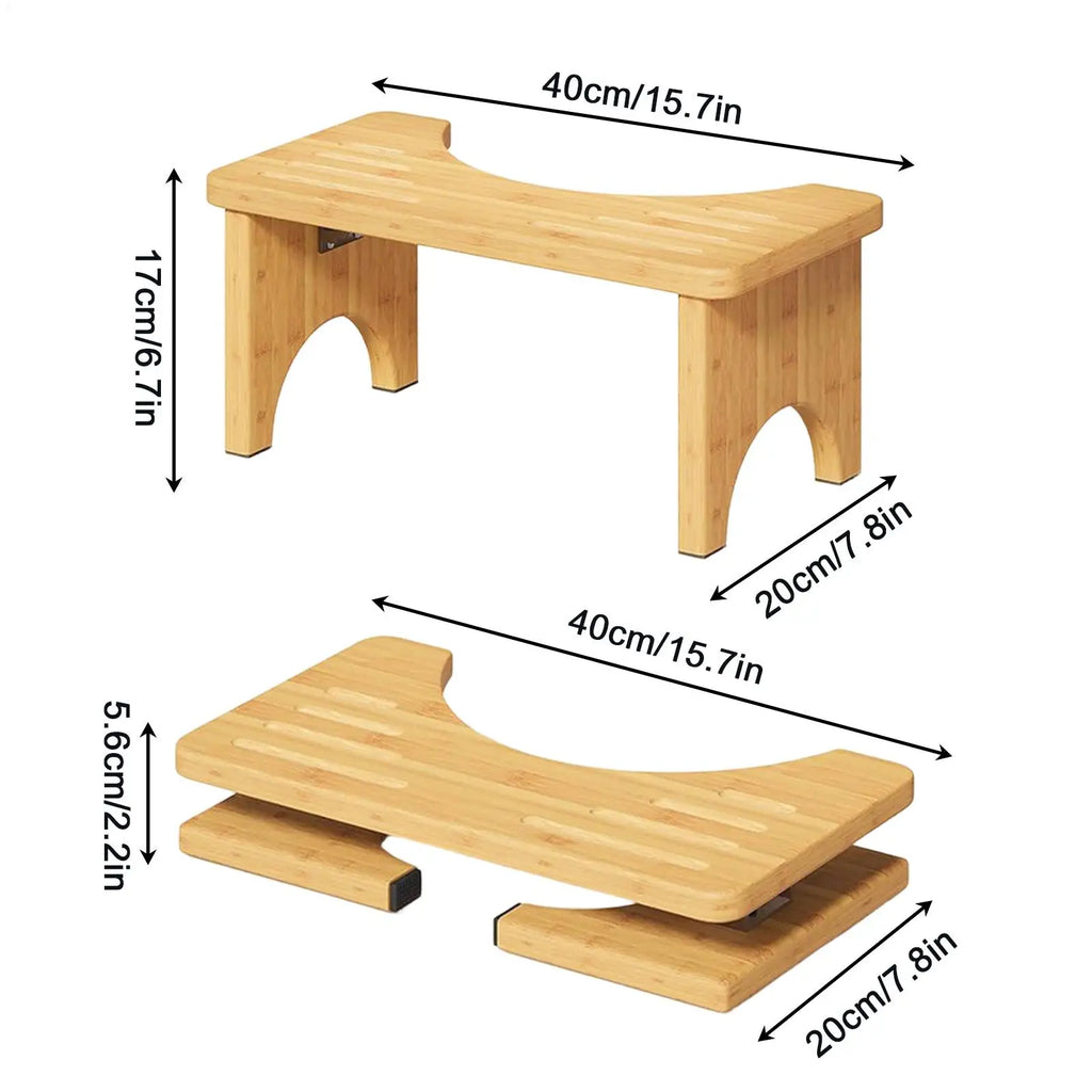 Toilet Step Pooping Wooden Portable Foldable Non-slip Bathroom Stool