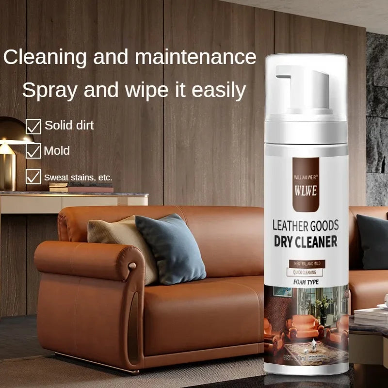 200ml Leather Cleaner, Dry Cleaning Agent, Car Seat Sofa, Leather Bag Care and Maintenance Agent, Cleaning and Cleaning Agent Zpaxo