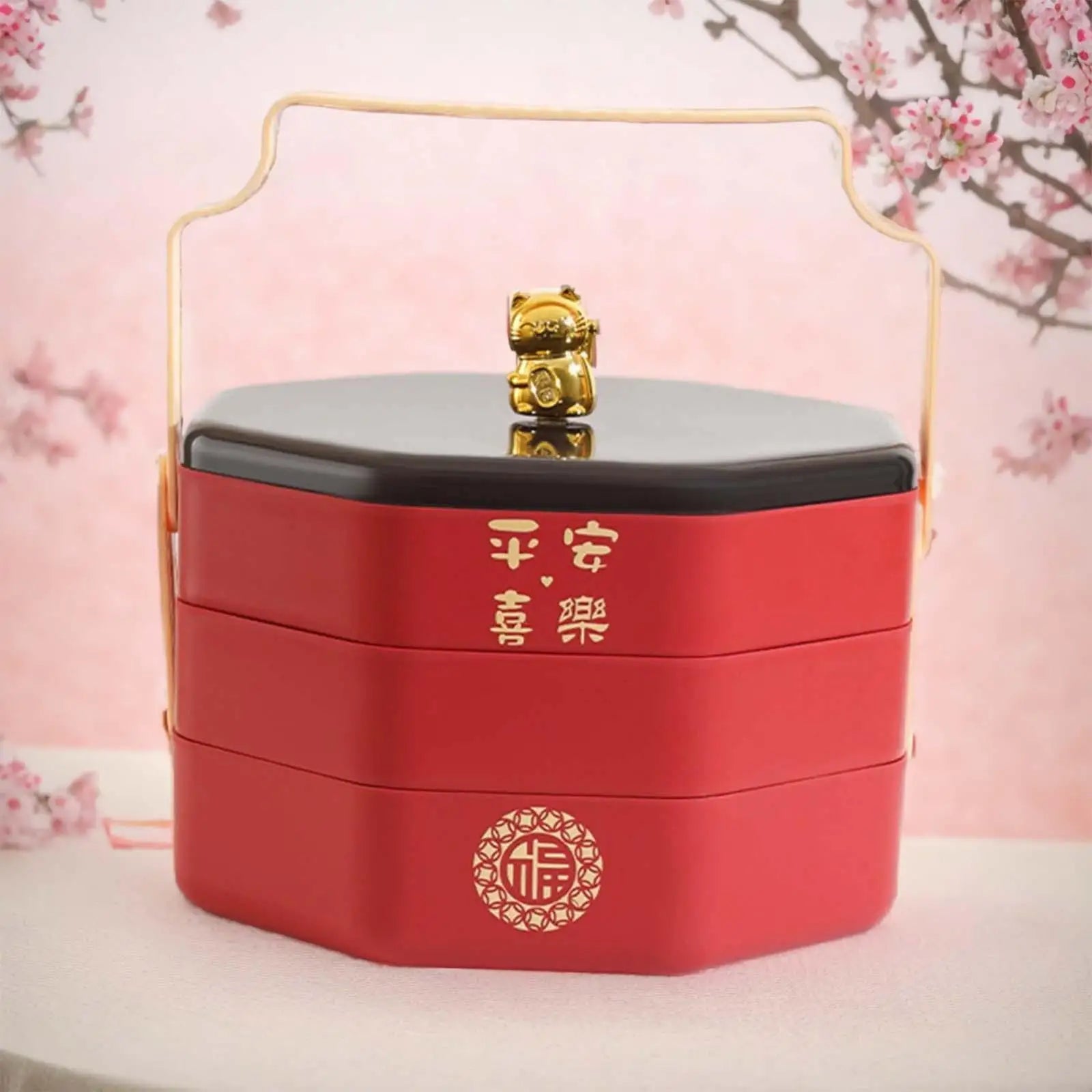 Divided Serving Tray with Lid – Chinese New Year Snack Organizer Divided Serving Tray Zpaxo 3 Layer