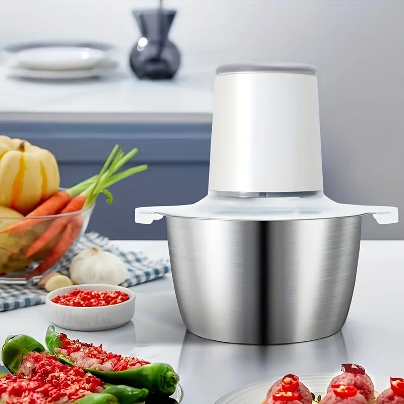 Electric Food Chopper & Meat Grinder,2.0L 304 Stainless Steel, Blender for Vegetables, Meat,Dough,Kitchen Mixer for Home Cooking Zpaxo