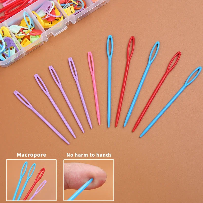 61pcs Multicolor Plastic Resin Small Clips Knitting Crochet Markers Locking Stitch Needle Clip Marking Rings DIY Sewing Tool Zpaxo