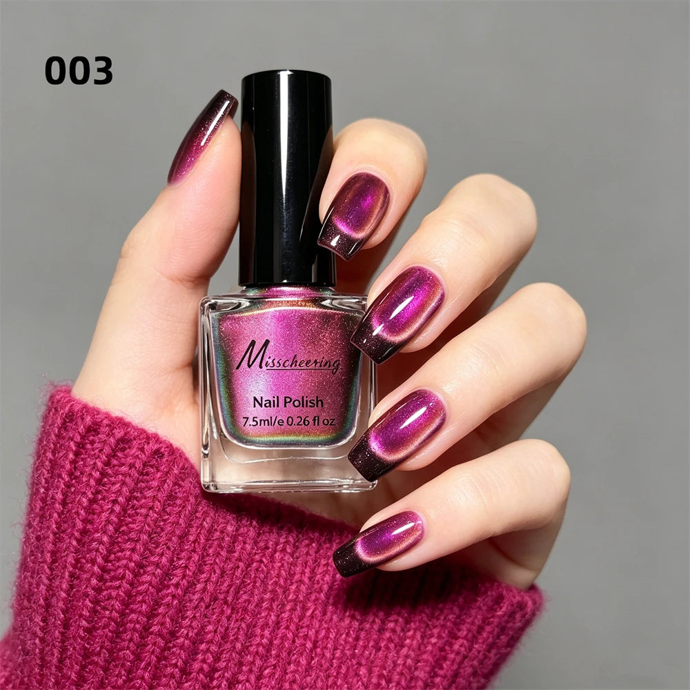 Olive Green Iridescent Cat Eye Nail Polish Magnetic Polarized Gel No Zpaxo 03