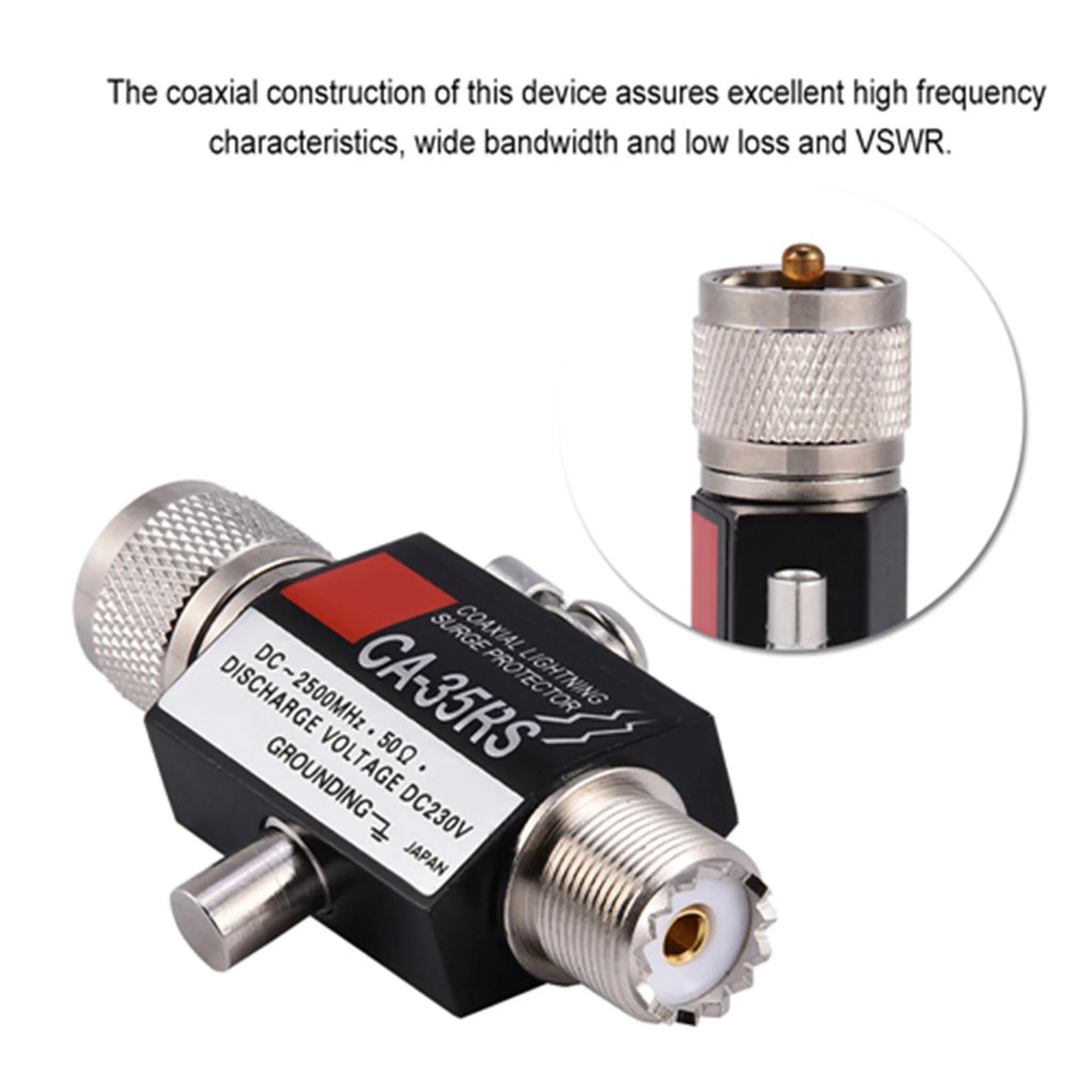 Lightning Surge Protector Male to Female UHF Antenna Lightning Arrestor CA-35RS Coaxial Lightning Surge Protector Arrester Zpaxo